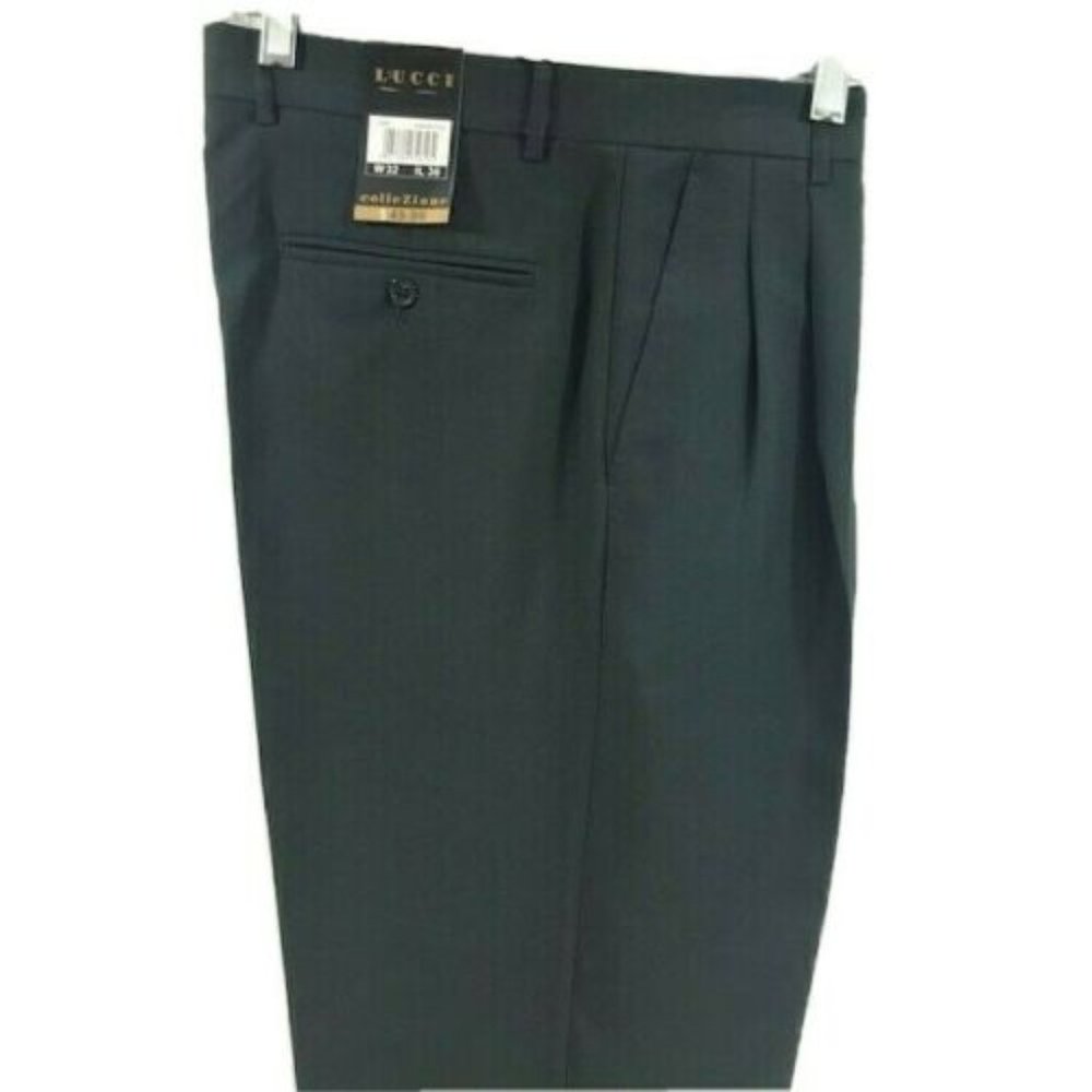 LUCCI Men's Charcoal Dress Pants Looks Green